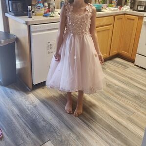 Azazie Pink Floral Kids Formal Dress